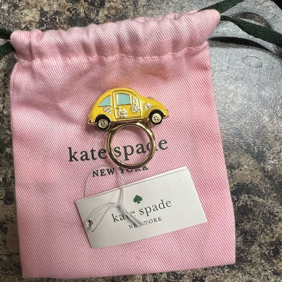 Kate Spade Yellow Car Ring with Floral Accents - Picture 1 of 3